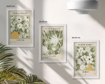 Stenska galerija slik komplet plakatov s cvetličnimi motivi mest London, Tokio in Dublin