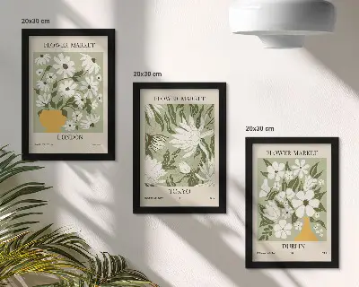 Stenska galerija slik komplet plakatov s cvetličnimi motivi mest London, Tokio in Dublin