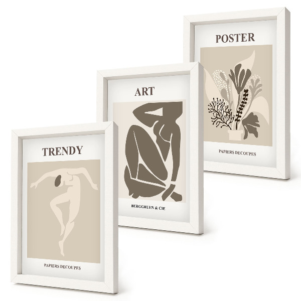 Set 3 slik v okvirju Človeške figure z rastlinami, Henri Matisse