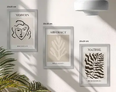Komplet slik v okvirju ilustracije obrazov in listov v slogu Henrija Matisseja