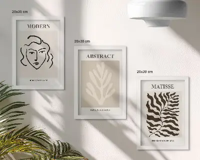 Komplet slik v okvirju ilustracije obrazov in listov v slogu Henrija Matisseja