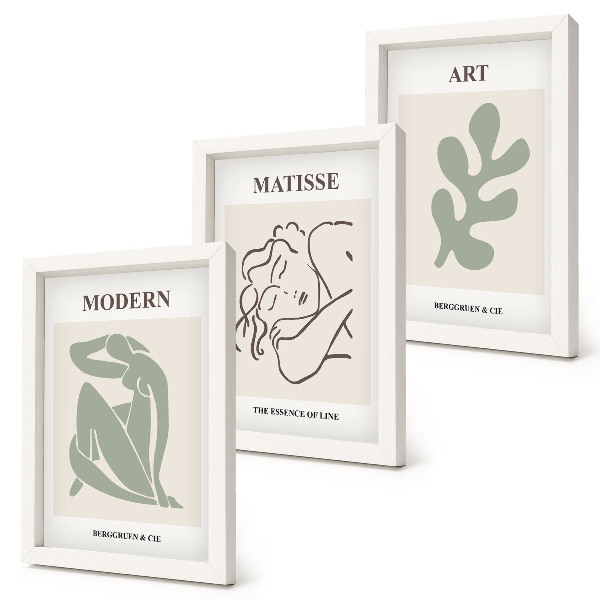 Set 3 slik v okvirju Elegantni liki in rastline v minimalističnem dizajnu