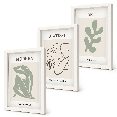 Set 3 slik v okvirju Elegantni liki in rastline v minimalističnem dizajnu