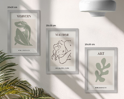 Set 3 slik v okvirju Elegantni liki in rastline v minimalističnem dizajnu