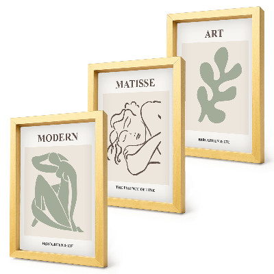 Set 3 slik v okvirju Elegantni liki in rastline v minimalističnem dizajnu