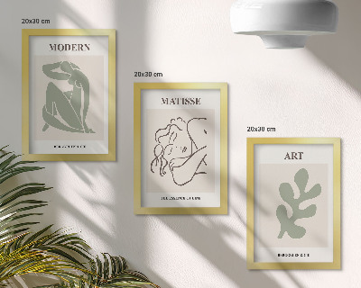 Set 3 slik v okvirju Elegantni liki in rastline v minimalističnem dizajnu
