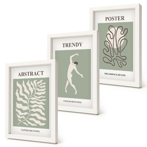Komplet slik v okvirju Rastlinski vzorci v odtenkih zelene, Henri Matisse