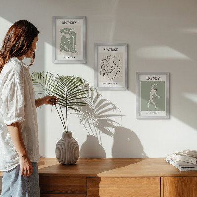 Set 3 slik v okvirju Elegantni liki v minimalističnih oblikah in barvah