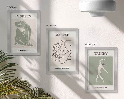 Set 3 slik v okvirju Elegantni liki v minimalističnih oblikah in barvah
