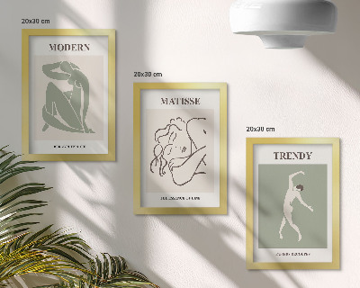 Set 3 slik v okvirju Elegantni liki v minimalističnih oblikah in barvah