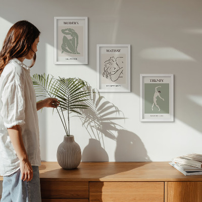 Set 3 slik v okvirju Elegantni liki v minimalističnih oblikah in barvah