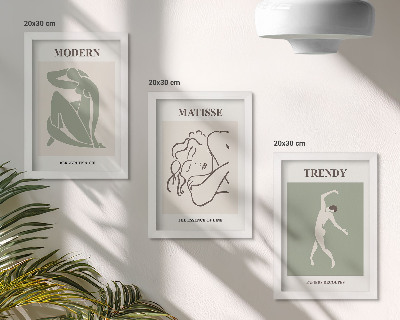 Set 3 slik v okvirju Elegantni liki v minimalističnih oblikah in barvah