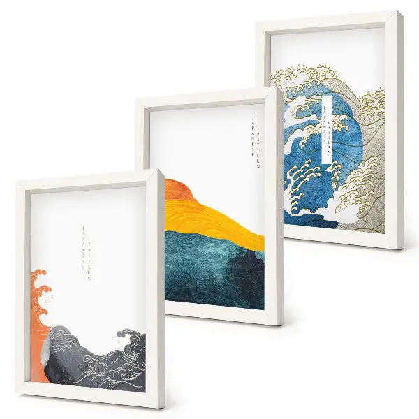 Stenska galerija slik z motivom valov v japonskem grafičnem slogu