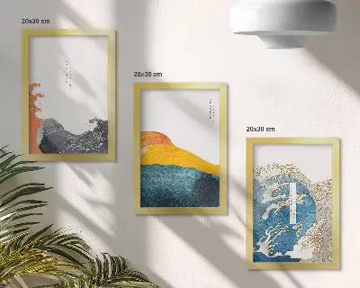 Stenska galerija slik z motivom valov v japonskem grafičnem slogu
