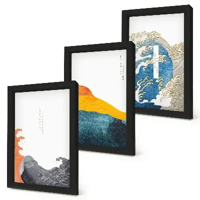 Stenska galerija slik z motivom valov v japonskem grafičnem slogu