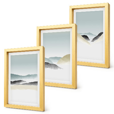Set 3 slik v okvirju Minimalistične gore v nežnih pastelnih barvah