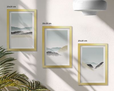 Set 3 slik v okvirju Minimalistične gore v nežnih pastelnih barvah