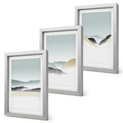 Set 3 slik v okvirju Minimalistične gore v nežnih pastelnih barvah