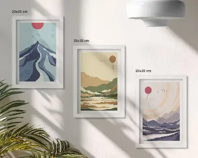Komplet slik v okvirju gore v pastelnih barvah v japonskem slogu