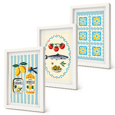 Komplet slik v okvirju Ilustracije kuhinj v mediteranskem slogu
