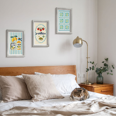 Komplet slik v okvirju Ilustracije kuhinj v mediteranskem slogu