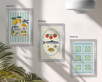 Komplet slik v okvirju Ilustracije kuhinj v mediteranskem slogu