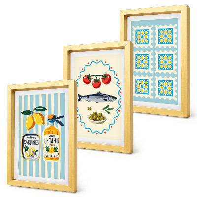 Komplet slik v okvirju Ilustracije kuhinj v mediteranskem slogu