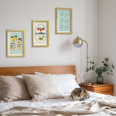 Komplet slik v okvirju Ilustracije kuhinj v mediteranskem slogu