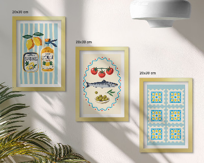 Komplet slik v okvirju Ilustracije kuhinj v mediteranskem slogu