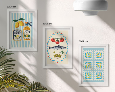 Komplet slik v okvirju Ilustracije kuhinj v mediteranskem slogu