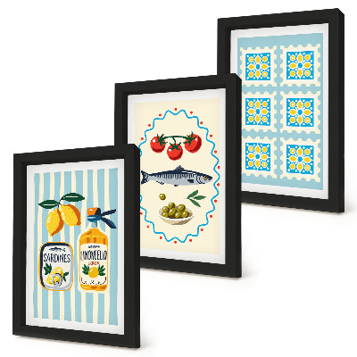 Komplet slik v okvirju Ilustracije kuhinj v mediteranskem slogu