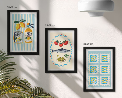 Komplet slik v okvirju Ilustracije kuhinj v mediteranskem slogu