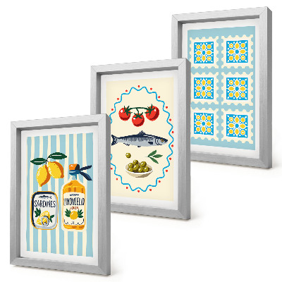 Komplet slik v okvirju Ilustracije kuhinj v mediteranskem slogu