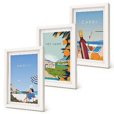 Komplet slik v okvirju Počitniški razgledi na Amalfi, Positano in Capri