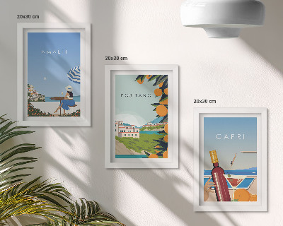 Komplet slik v okvirju Počitniški razgledi na Amalfi, Positano in Capri