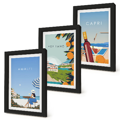 Komplet slik v okvirju Počitniški razgledi na Amalfi, Positano in Capri