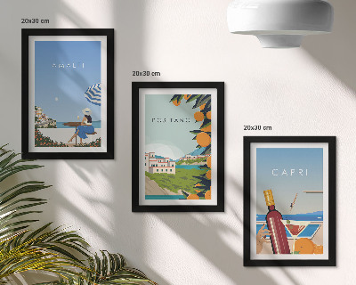 Komplet slik v okvirju Počitniški razgledi na Amalfi, Positano in Capri