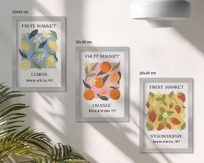 Stenska galerija slik Sadni plakati z limonami, pomarančami in jagodami