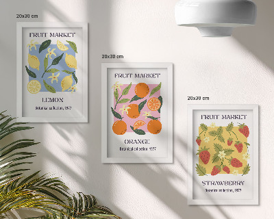Stenska galerija slik Sadni plakati z limonami, pomarančami in jagodami