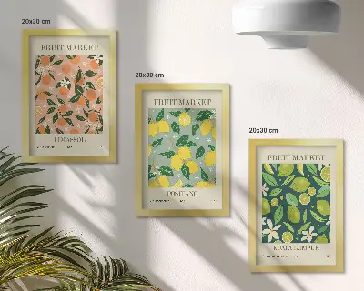 Stenska galerija slik z motivom sadnih vzorcev z agrumi in starinskim cvetjem