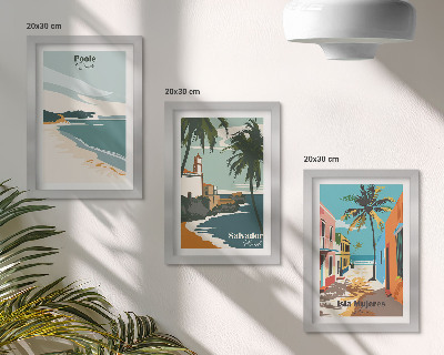 Komplet slik v okvirju Tropske pokrajine s plažami in palmami
