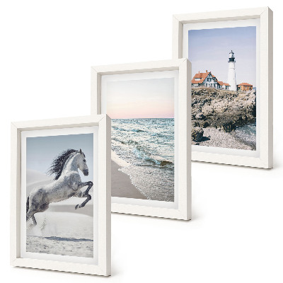 Stenska galerija slik Konji v gibanju, plaža in svetilnik, vodni valovi