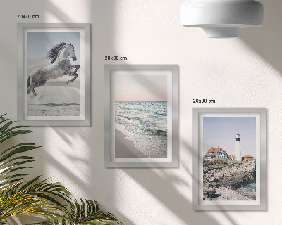 Stenska galerija slik Konji v gibanju, plaža in svetilnik, vodni valovi
