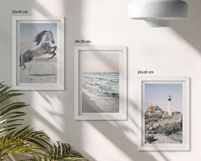 Stenska galerija slik Konji v gibanju, plaža in svetilnik, vodni valovi
