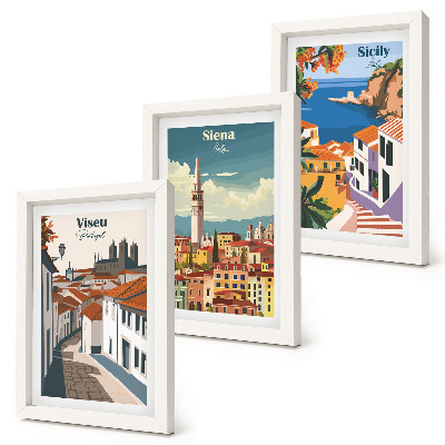 Komplet slik v okvirju Retro ilustracije znanih mest po svetu