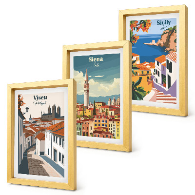 Komplet slik v okvirju Retro ilustracije znanih mest po svetu