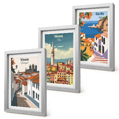 Komplet slik v okvirju Retro ilustracije znanih mest po svetu