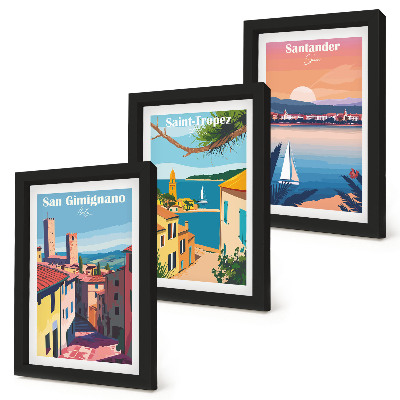 Stenska galerija slik Italijanska mesta in retro obmorske pokrajine