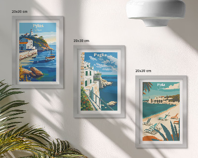 Set 3 slik v okvirju Slikovite obmorske pokrajine turističnih destinacij