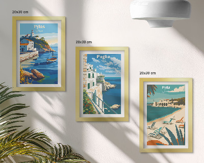 Set 3 slik v okvirju Slikovite obmorske pokrajine turističnih destinacij